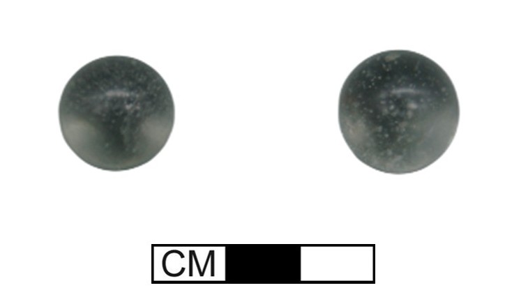 Glass marbles recovered outside the Gift Shop