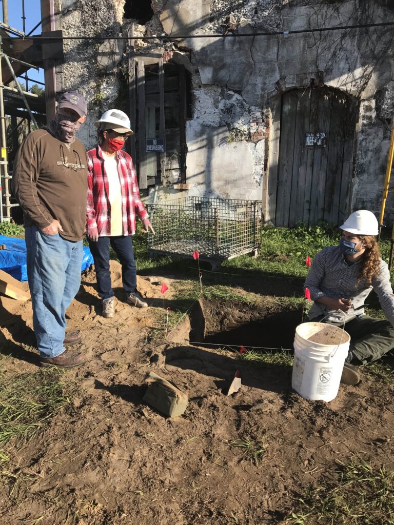 Excavation unit along the Upper Bluff, overlooking Darien's historic waterfront
